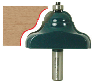 Edge Detail Router Bit WL-1274 Ogee w/Stepped Cove, 3" Dia, 1-5/8" Cut Length, 1-5/16" Reveal, 1/2" Shank Woodline USA