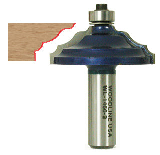 Table Edge Router Bit WL-1466-2 Elongated Ogee w/Bead, 2" Dia, 11/16" Cut Length, 3/4" Reveal, 1/2" Shank Woodline USA