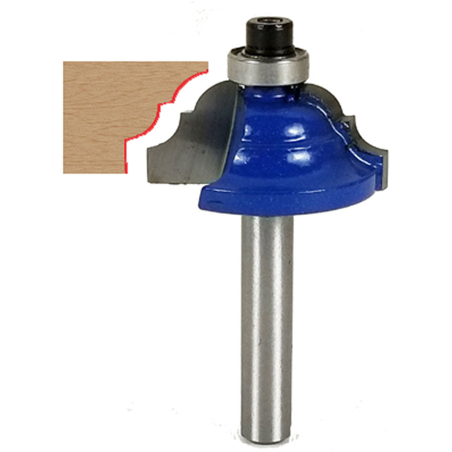 Double Roman Ogee Router Bit WL-1240 5/32" Radius; 1-1/8" Dia; 1/2" Cut Length; 1/4" Shank Woodline USA