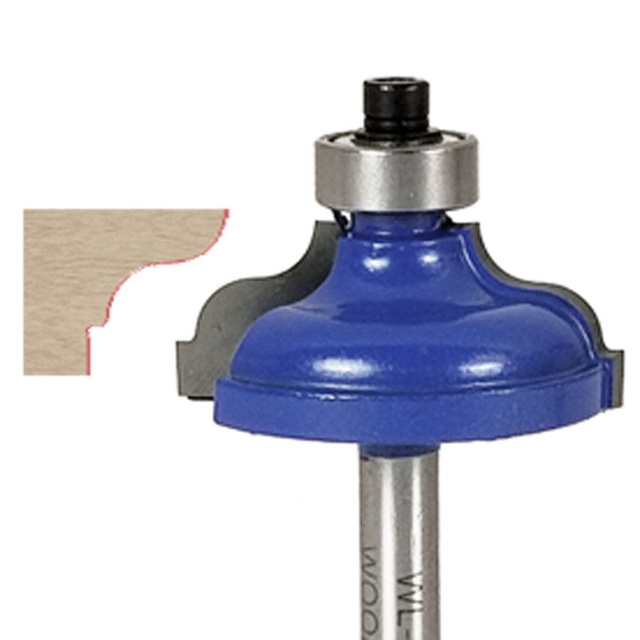 Ogee with Fillet Router Bit WL-1260 3/16"-9/64" Radius, 1-3/8" Dia, 1/2" Cut Length, 1/4" Shank Woodline USA