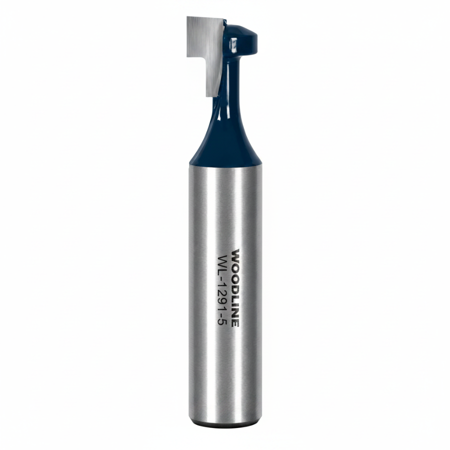 T-Slot Router Bit WL-1291-5 Straight 15/32" Lg Dia, 9/32" Sm Dia, Single Flute 1/4" Slot Height, Fits Standard 1/4" Oval Track Bolts, 1/2" Shank Woodline USA
