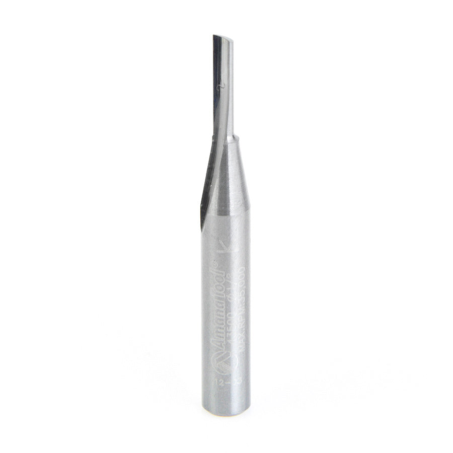 CNC SOLID CARBIDE PLASTIC CUTTING 'O' FLUTE ROUTER BIT 43500 1/8" Dia, 1/2" Cut Length, 1/4" Shank Amana
