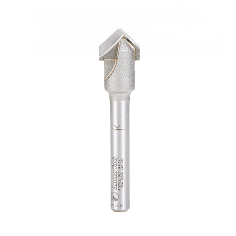 45792 90° V-Groove, 1/2" Dia, .090" Gap, 3/8" CL, 13/64" V CL, 1/4" Shank AMANA