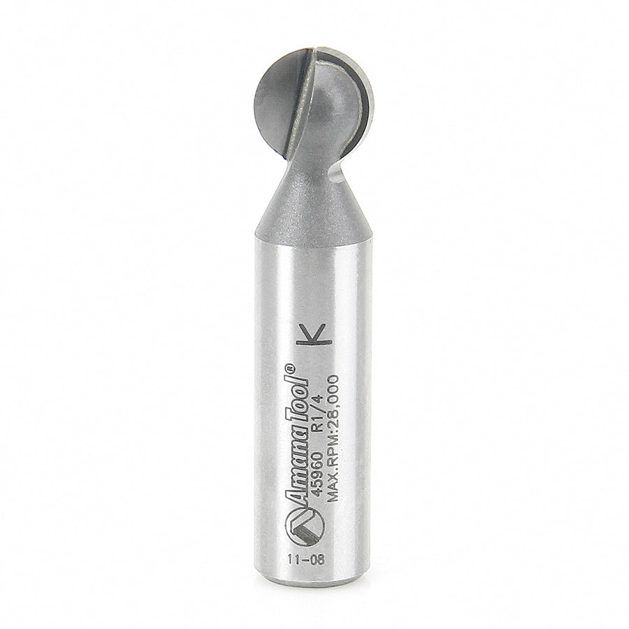 Plunging Ball Router Bit 45960 1/4" Radius, 1/2" Dia, 7/16" Cut Length, 1/2" Shank Amana