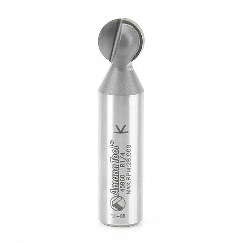 Plunging Ball Router Bit 45960 1/4" Radius, 1/2" Dia, 7/16" Cut Length, 1/2" Shank Amana