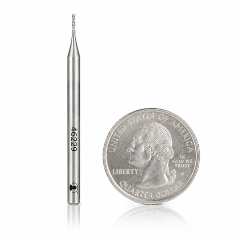 Solid Carbide Downcut Spiral 46229 1/32" DOWN, 1/8" Cut Length, 1/8" Shank, 2" OAL, Amana