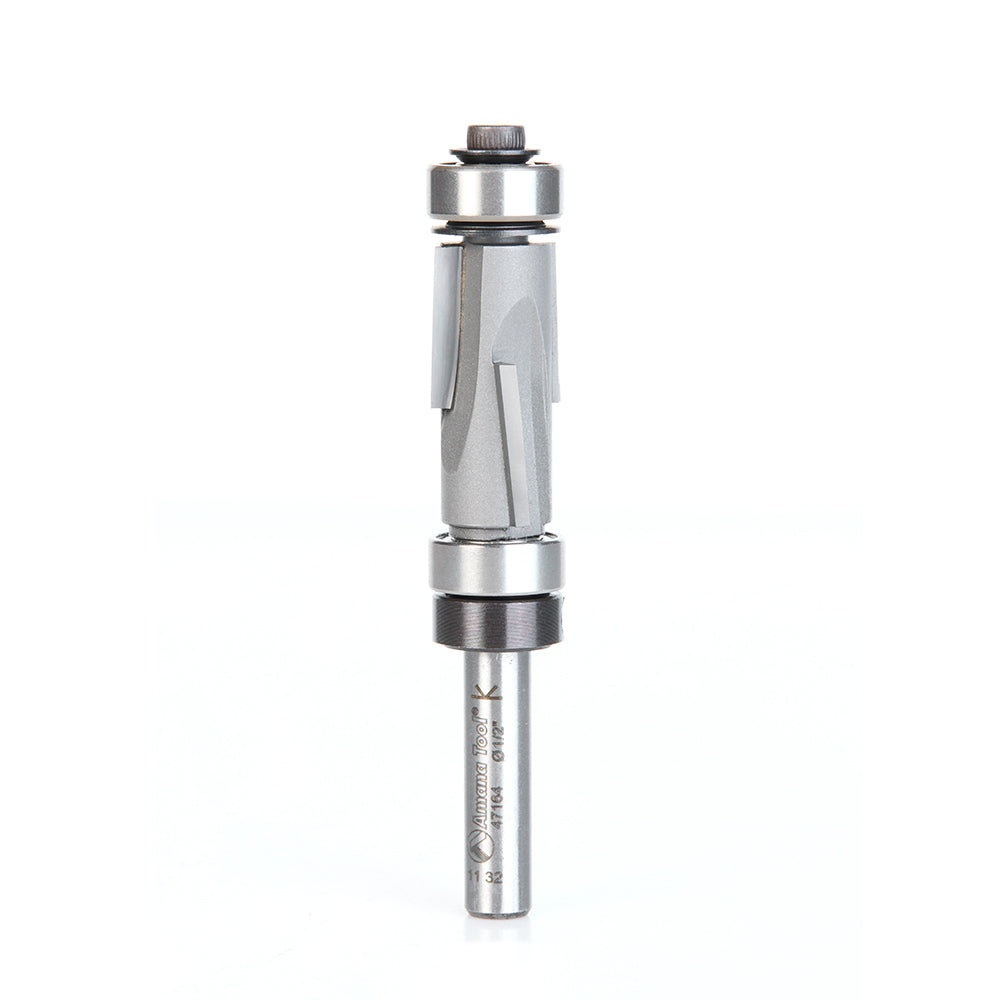 47164 Carbide Tipped Flush Trim Compression 1/2″ Dia, 1″ Cut Length, 1/4″ Shank, 2-7/8″ OAL Amana