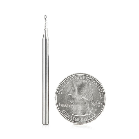 PLASTIC CNC SPIRAL 'O' FLUTE ROUTER BIT 51415 Up-Cut 1/16" Diameter, 1/4" Cut Length, 1/8" Shank, 2" Overall Length, Single Flute