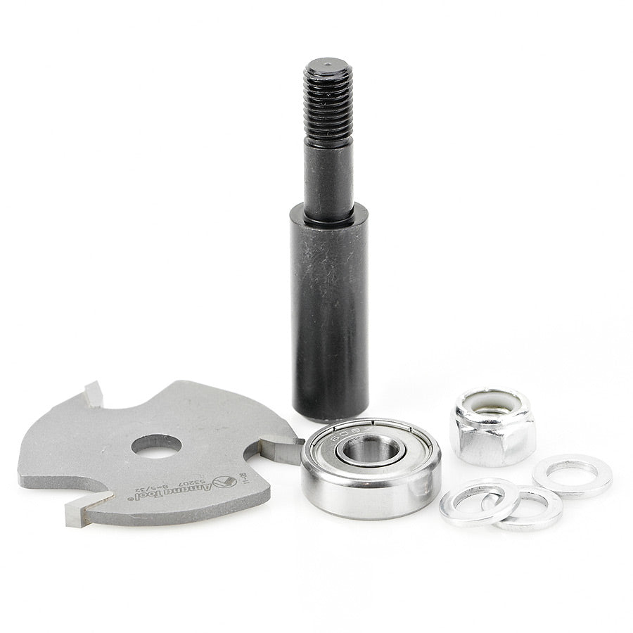 3 Wing Slot Cutter Router Bit 53407 53407-1 5/32" Kerf (for biscuits or Ipe Clip™ deck fasteners), 1-7/8" Cut Dia, 1/2" Shank Amana