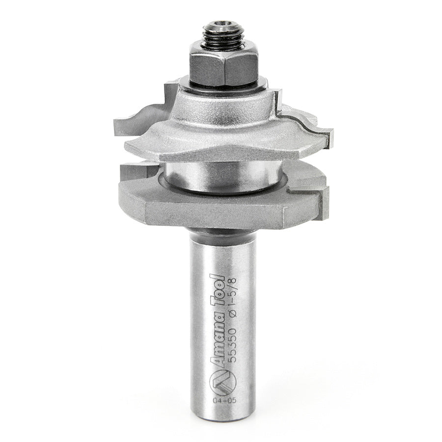 REVERSIBLE RAIL & STILE ROUTER BITS Size:55350 Ogee R&S 1-5/8″ Dia, 3/8″ Reveal, 7/8″ Cut Length, 1/2″ Shank Amana