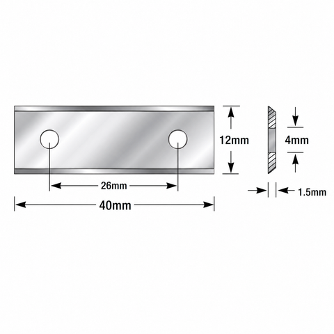ICK-40 10 PACK Solid Carbide 2 Cutting Edges Insert Knife General Purpose Wood, Chipboard, Plywood 40mm x 12mm x 1.5mm, 35° Bevel, 2 Edges