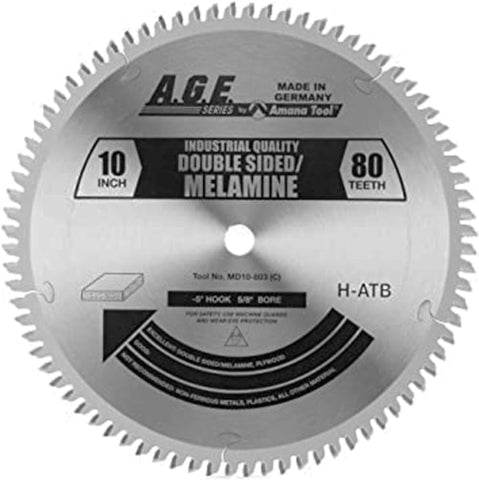 MD10-803 Carbide Tipped Double-Sided Melamine 10 Inch Dia x 80T H-ATB, -5 Deg, 5/8 Bore