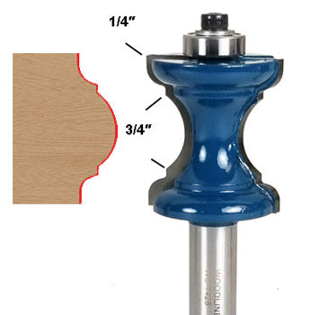 Classic Astragal Router Bit WL-1428 3/8" Radius, 1-3/8" Dia, 1-1/2" Cut Length, 1/2" Shank Woodline USA