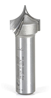 56129 Point Cutting Roundover 3/8" Radius, 3/4" Dia, 5/8" Cut Length, 1/2" Shank Amana