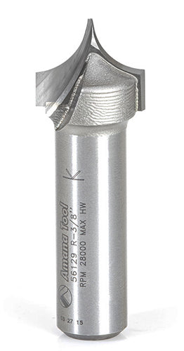 56129 Point Cutting Roundover 3/8" Radius, 3/4" Dia, 5/8" Cut Length, 1/2" Shank Amana