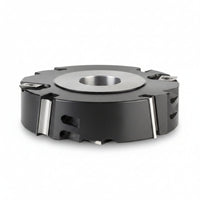 INSERT CABIDE SHEAR RABBETING SHAPER CUTTER 61480 Insert Carbide Shear Rabbeting 5" Dia, 1-3/16" Cutting Length, 1-1/16" Max Depth of Cut, 2 Straight + 4 Scoring Kinves, 1-1/4 Bore Steel Head
