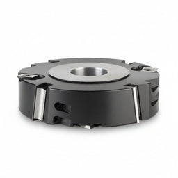 INSERT CABIDE SHEAR RABBETING SHAPER CUTTER 61480 Insert Carbide Shear Rabbeting 5" Dia, 1-3/16" Cutting Length, 1-1/16" Max Depth of Cut, 2 Straight + 4 Scoring Kinves, 1-1/4 Bore Steel Head
