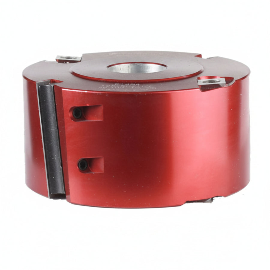 INSERT CABIDE SHEAR RABBETING SHAPER CUTTER 61484 Insert Carbide Shear Rabbeting 5" Dia, 2-3/8" Cutting Length, 1-1/16" Max Depth of Cut, 2 Straight + 4 Scoring Kinves, 1-1/4 Bore Aluminum Head
