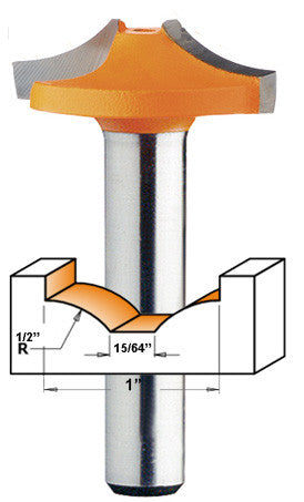 870.101.11 Roundover Stile, 1″ Dia, 15/32″ Radius, 5/16″ Cut Length, 1/2″ Shank