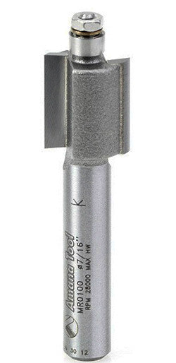 MR0100 Mini Rabbet, 7/16" Dia, 3/16" Bearing, 1/2" Cut Length, 1/4" Shank Amana